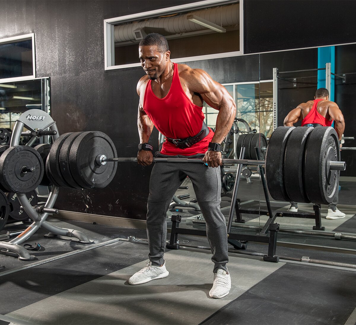 Heavy barbell bent-over row